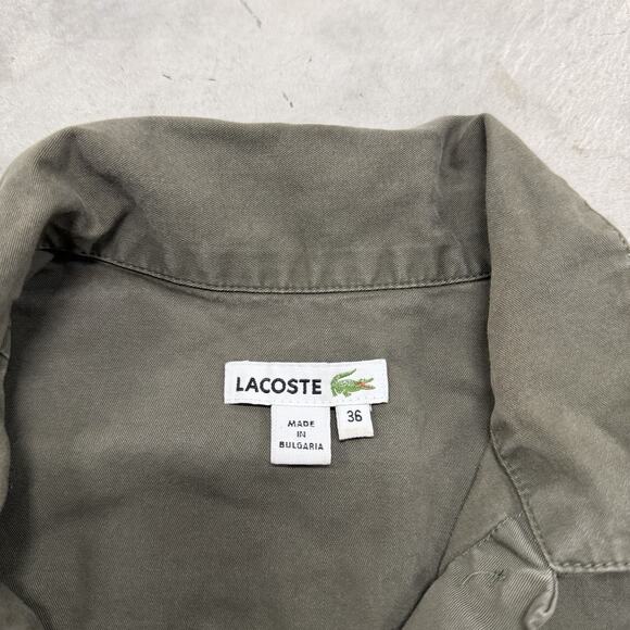 Lacoste Womens Short Sleeve Dress Green Button Down Sz 36 Cotton Pockets - Picture 2 of 8